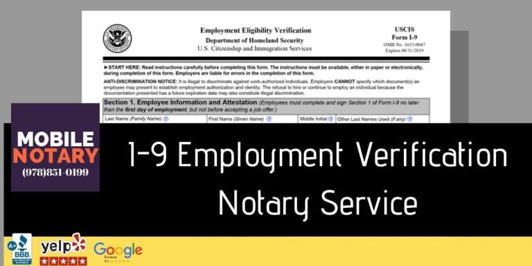 I-9 Form Notary Service Boston MA